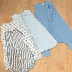 Lot of Baby Halo Sleep Sacks in Blue & Gray Sizes M & L